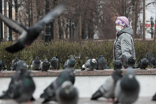 Всеобщая самоизоляция в Москве, день третий: пустая Красная площадь, полиция и голуби