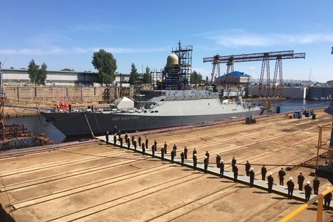 В Зеленодольске спустили на воду ракетный корабль «Ингушетия»
