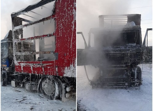 В Елабужском районе сгорела фура – водитель получил ожоги