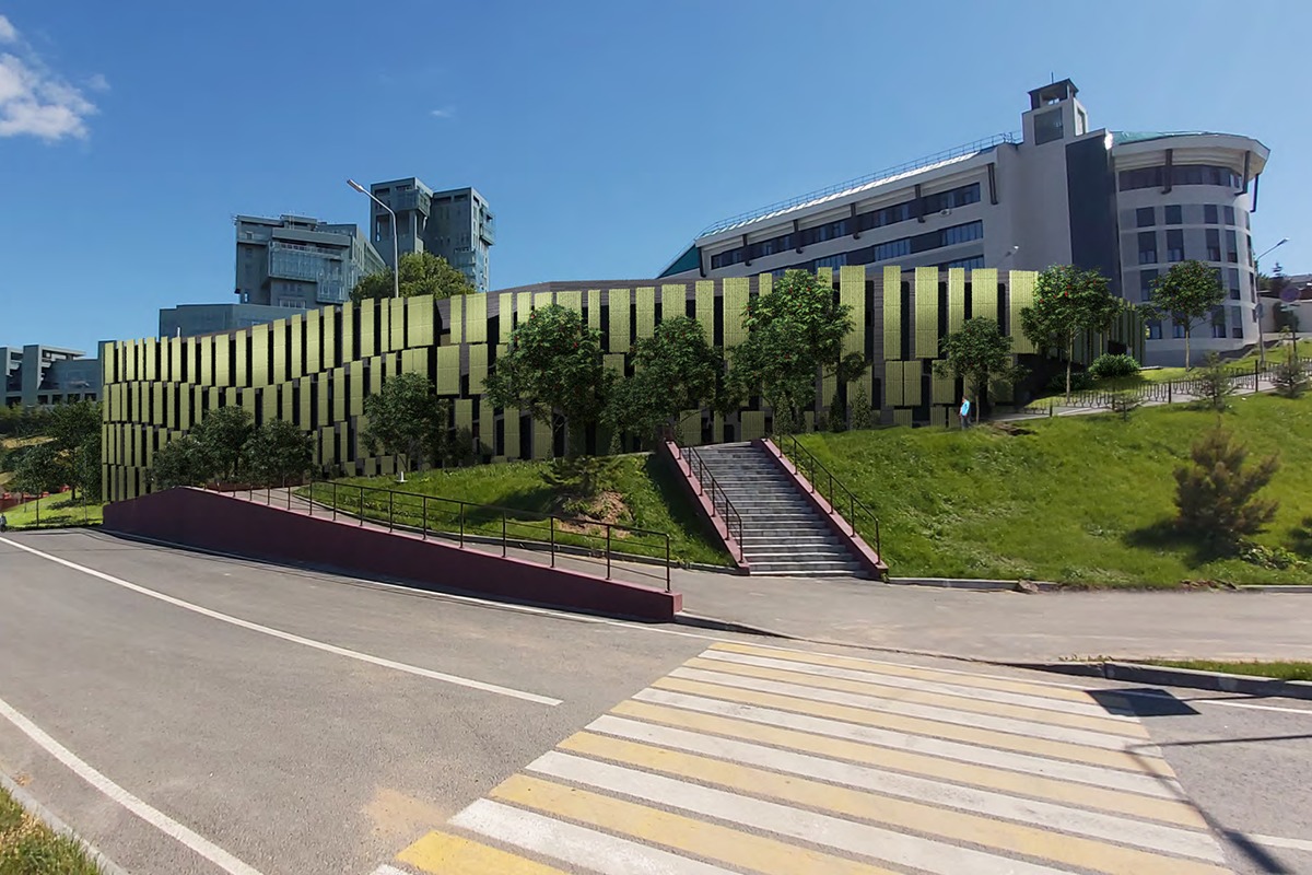 Один из вариантов фасада паркинга на улице Подлужная