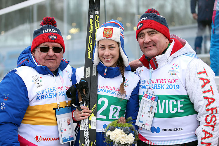 Ильшат Фардиев, возглавляющий федерацию лыжных гонок РТ и Христина Мацокина
