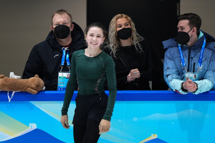 Российская спортсменка, член сборной России (команда ОКР) Камила Валиева на тренировке на XXIV зимних Олимпийских играх в Пекине