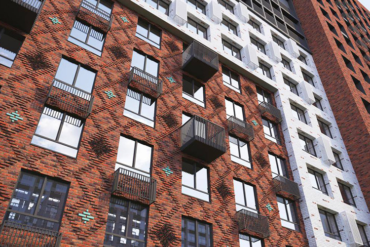 Промышленная тематика будет продолжена и в архитектуре жилых домов — их фасады стилизуют под кирпич и металл