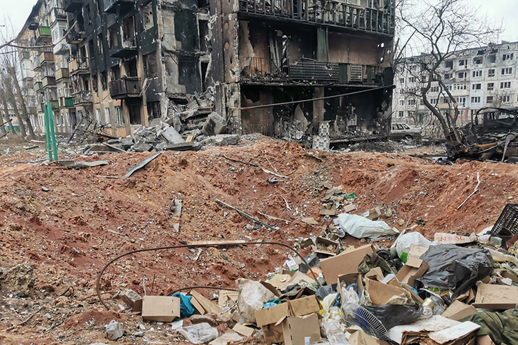 Дома, где прятались ВСУшники, разрушены от попадания снарядов