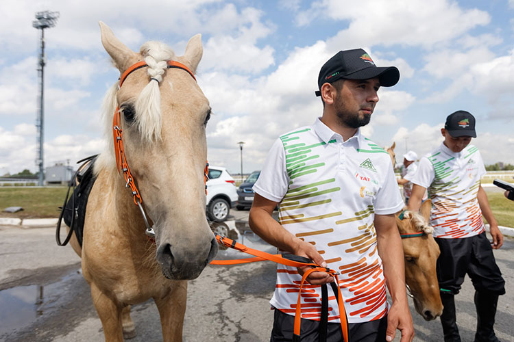 После  церемонии старта пробега сами лошади перед тем, как погрузиться в коневозы, с удовольствием позировали журналистам