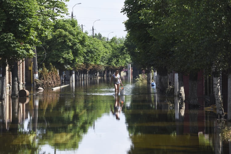 Город Голая Пристань Херсонской области, затопленном после разрушения Каховской ГЭС