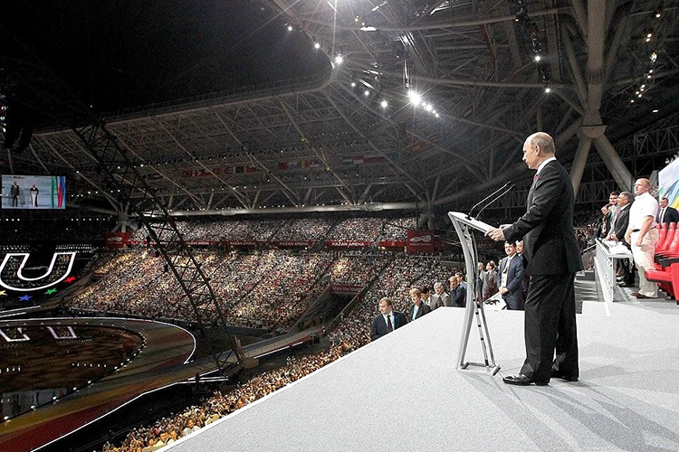13-й визит президента исторический — открытие летней Универсиады на новом стадионе «Казань Арена» в июле 2013 года