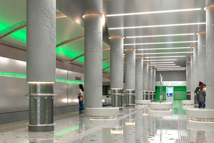 «Мы добавили по всей станции зеленую подсветку и интегрировали металлическую „чешую“ прямо в колонны — ее можно потрогать. А самые внимательные пассажиры смогут увидеть даже „след“ хвоста Зиланта на платформе»