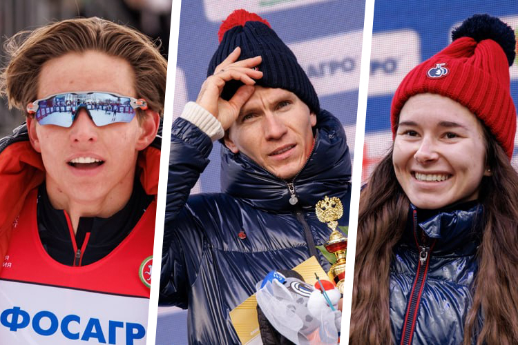  (Слева-направо) Савелий Коростелев, Александр Большунов, Дарья Непряева 