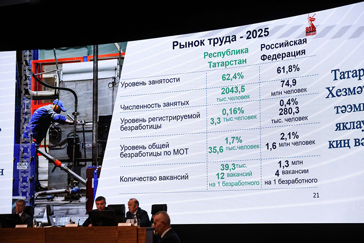 Уровень занятости в Татарстане составляет 62,4% &mdash; это более 2 млн человек