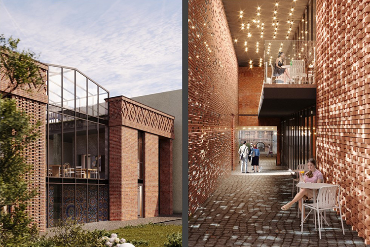 «И в существующем, и в новом здании планируется ресторан. В новое можно будет зайти через арку с улицы Баумана, пройти по уличному коридору из витражных конструкций &mdash; сквозь них в дневное время очень красиво падает свет»