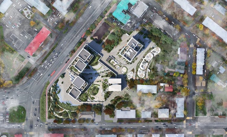 Пешеходные связи улиц Патриса Лумумбы, Гаврилова и Ершова на участке «Новы». Прослеживается доступность как вокруг жилого комплекса, так и внутри него.