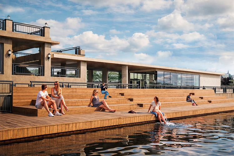 Проект не ограничивается только причалами. Сама набережная также станет комфортнее для горожан и гостей города: в проект заложено создание многоярусных деревянных сидений для комфорта горожан