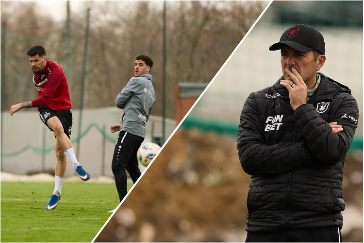 Мирлинд Даку (в красном) и Франк Артига