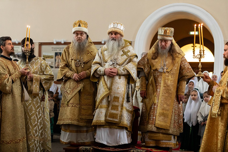 На повестке стоял один вопрос &mdash; возведение в архиепископы владыки Евфимия (Дубинова), главы Казанско-Вятской епархии РПСЦ (на фото в центре). До этого он последние 15 лет носил сан епископа, верой и правдой служа на Казанско-Вятской кафедре