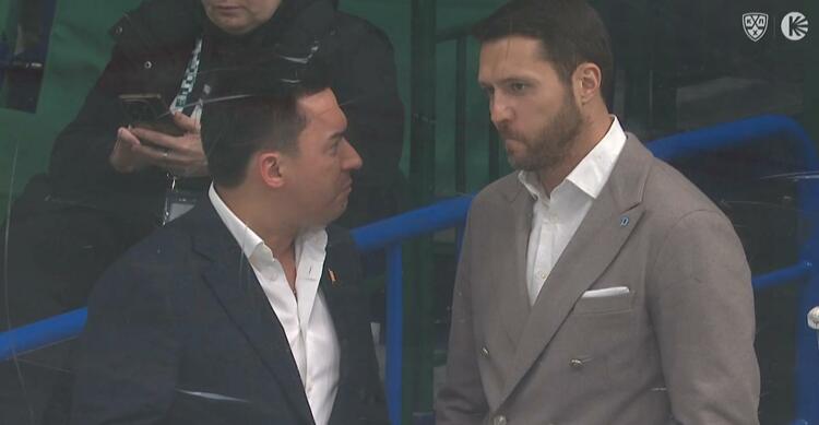 Куратор хоккея Беларуси Дмитрий Басков и гендиректор «Динамо» Артем Каркоцкий