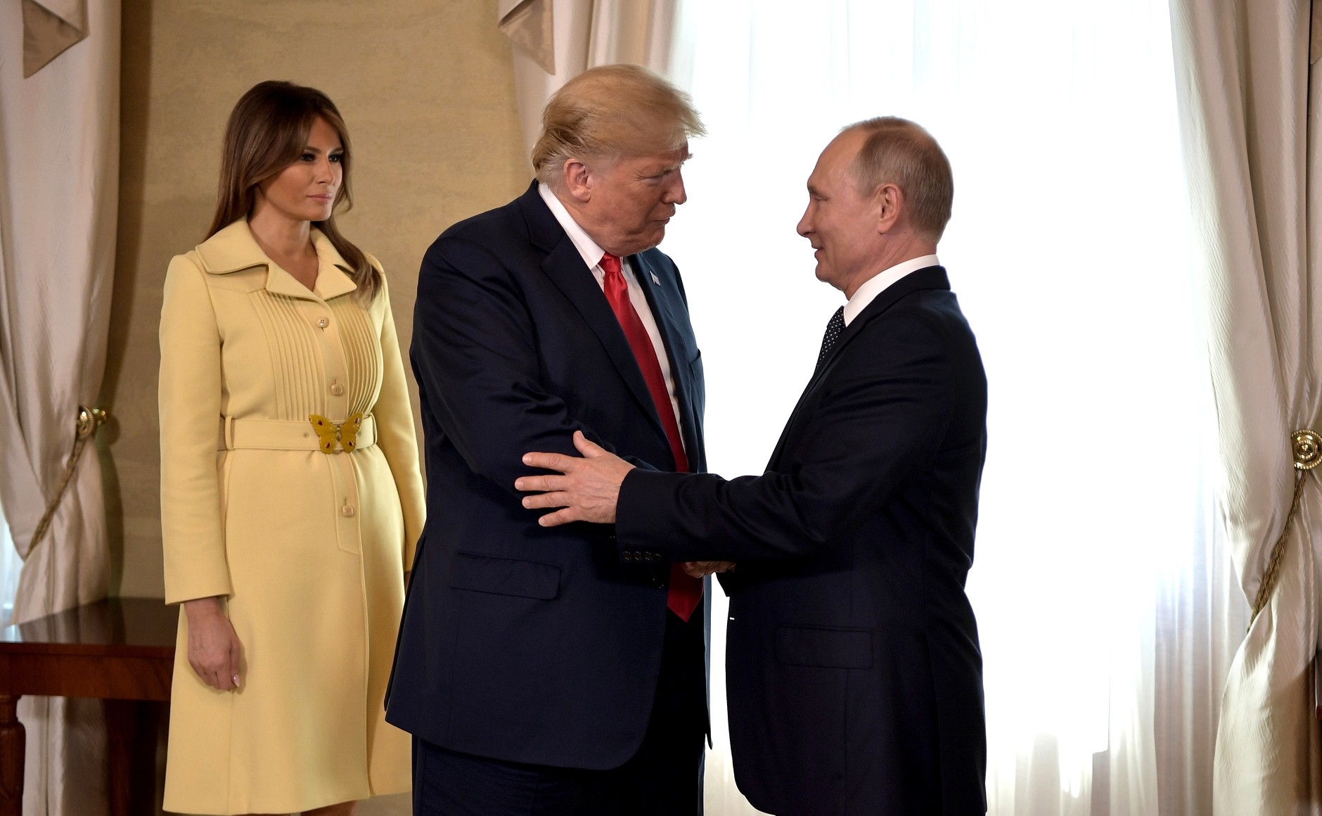 Дональд Трамп и Владимир Путин в 2018 году