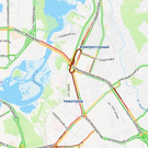 На Арбузова в Казани растянулась четырехкилометровая пробка после падения столба у «Ак Барс Арены»